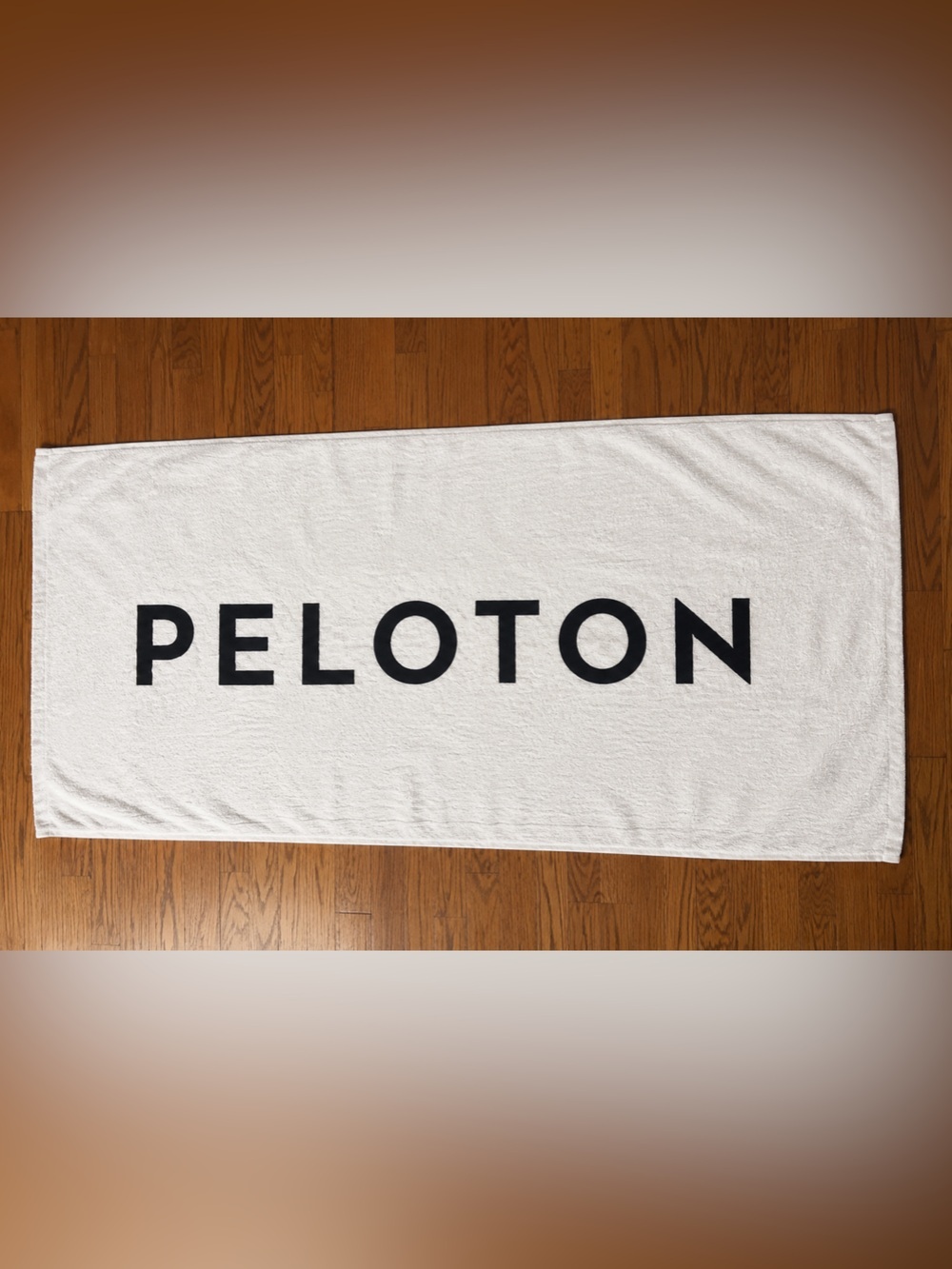 Peloton Logo Fitness Towel Cream Black Minimalist Beach Towel